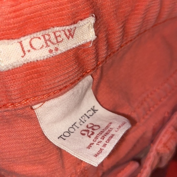 J. Crew corduroy Toothpick Pants Ankle Zipper size 28 coral - Picture 2 of 5